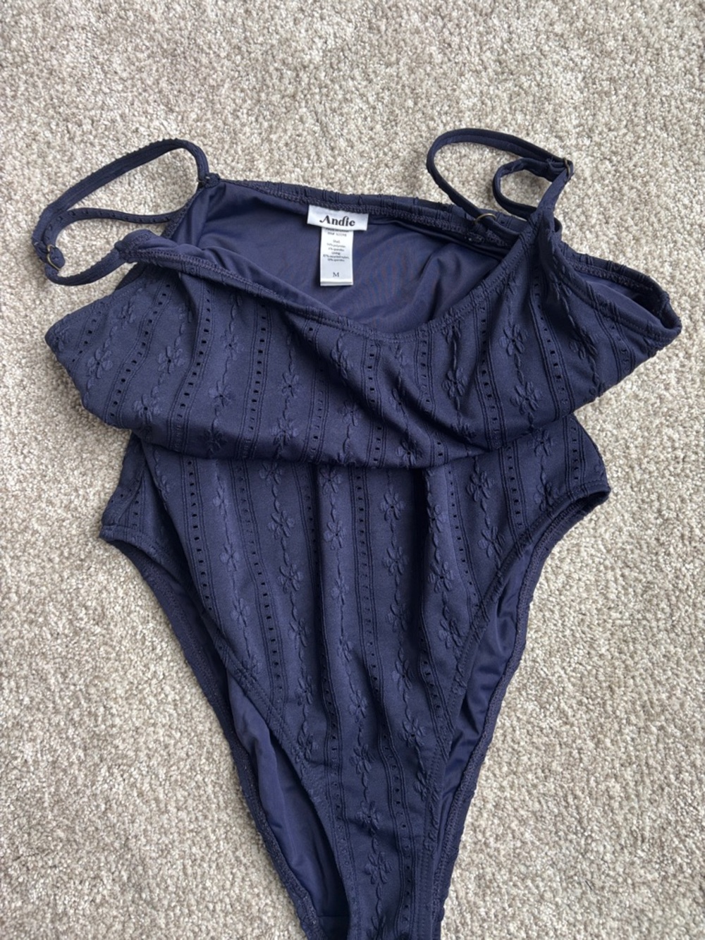 Andie Navy Floral-Texture Girls One-Piece Swimsuit